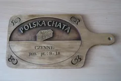 Grawerowana drewniana deska z napisem Polska Chata