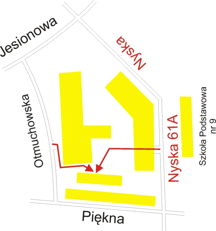 Mapka dojazdu do pracowni ART-GRAWER, ul. Nyska 61A we Wrocławiu